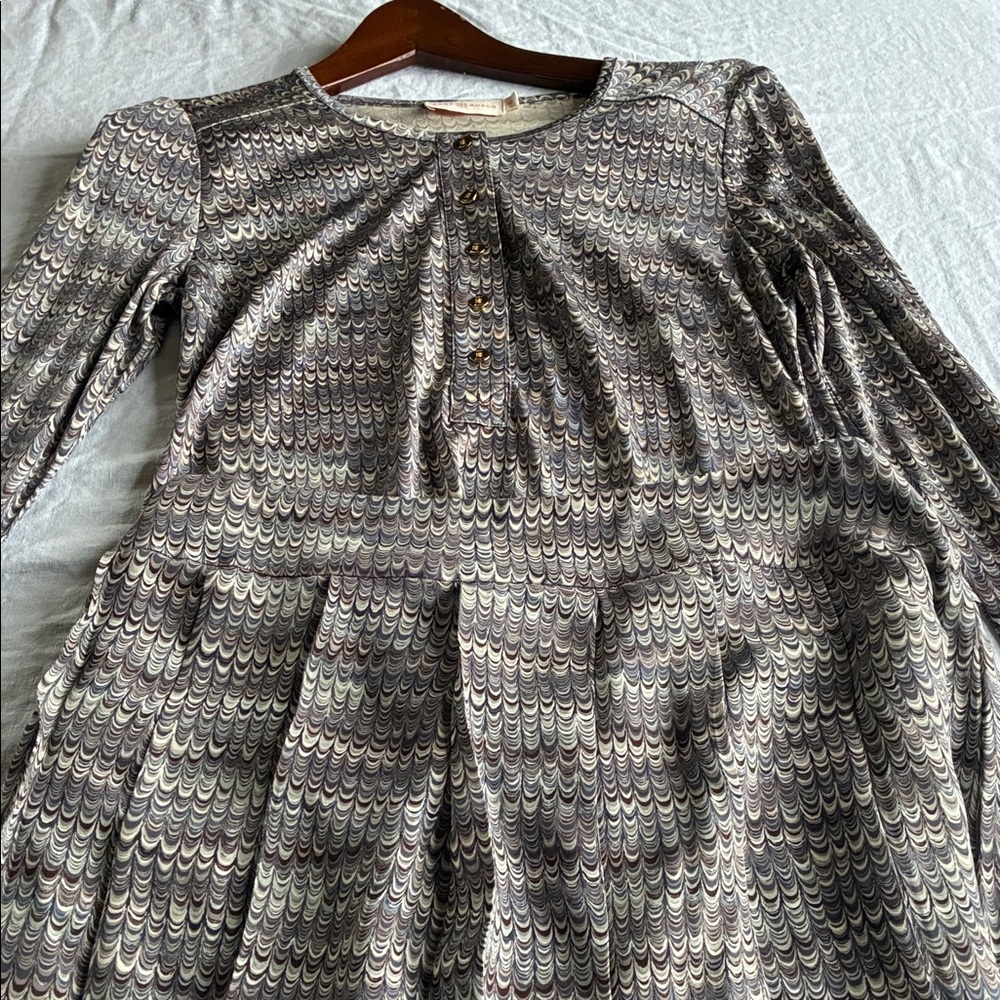 Tory Burch flame patterned two piece top and pleated skirt